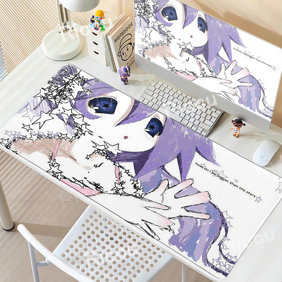 Tradescantia Purple - Purple Anime Girls Large Mouse Pad