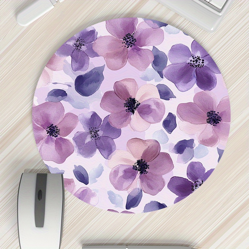 1pc Purple Floral Round Mouse  - Tradescantia Purple avis et prix
