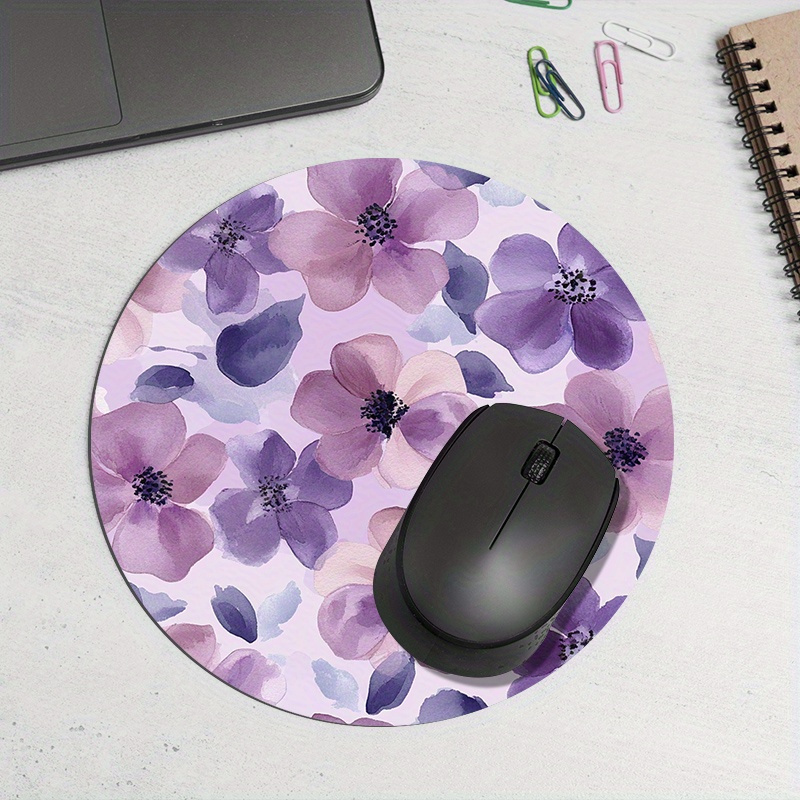 1pc Purple Floral Round Mouse  - Tradescantia Purple avis et prix
