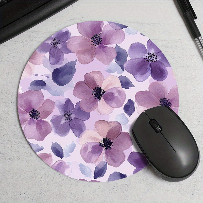 1pc Purple Floral Round Mouse  - Tradescantia Purple avis et prix
