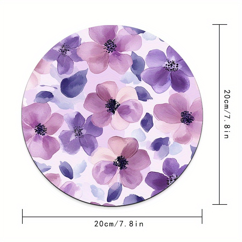 1pc Purple Floral Round Mouse  - Tradescantia Purple avis et prix