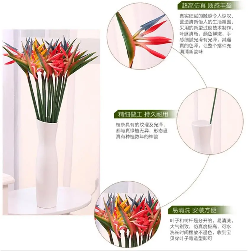 8PCS Artificial Flowers Streli - Bird Paradise Strelitzia avis et prix