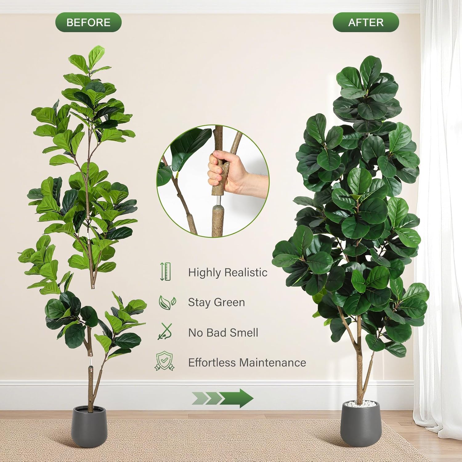 4FT/5FT/6FT/7FT Fiddle Leaf Fi - Ficus Lyrata Tree avis et prix