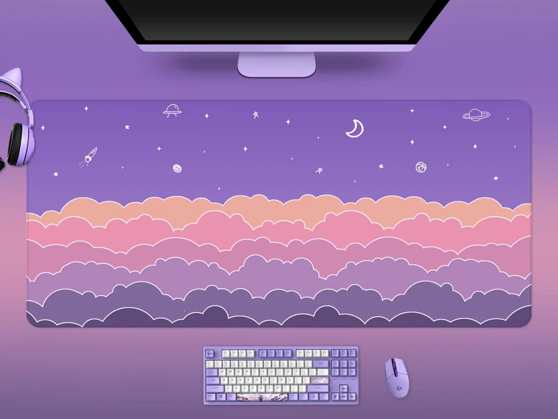 Kawaii Deskmat purple Cute Mou - Tradescantia Purple avis et prix